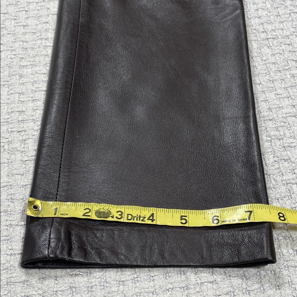 Gorgeous Brown Leather Pants Pockets Lined Vintage Size 8 Petite Real Clothes - Picture 16 of 16